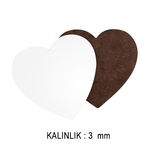 HDF Kalp Bardak Altlığı 3 mm - Tek Taraflı