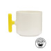 Sarı Kulplu Seramik Latte Kupa - Kutulu